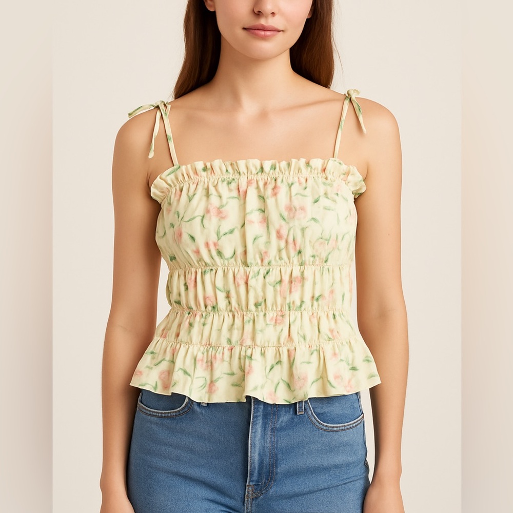 Floral Ruffle Strap Top